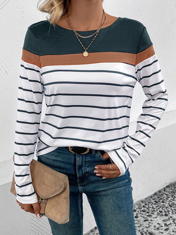 New Women's Striped Casual Long Sleeve Sweater - Outerwear
